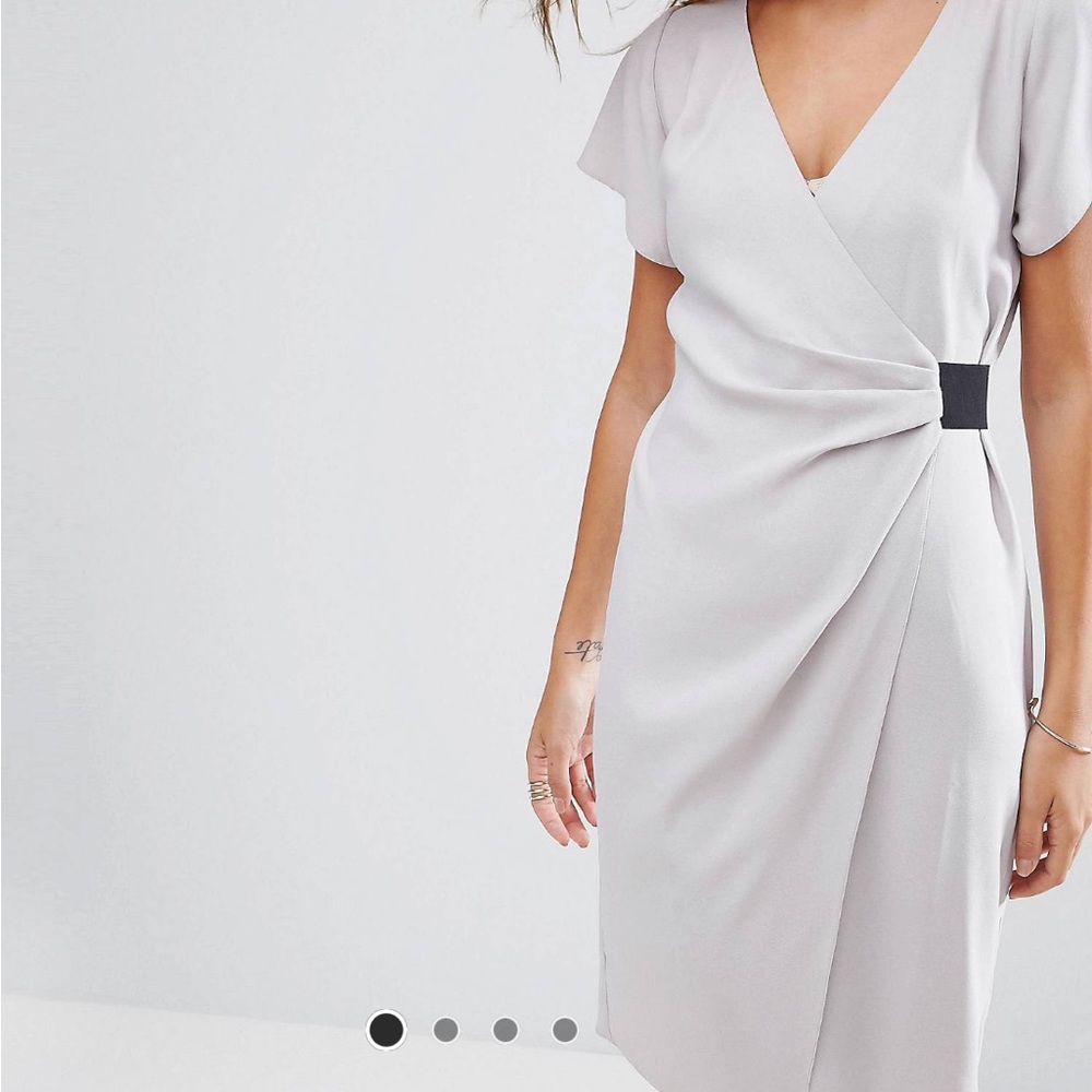 Asos Design Gray Cross Body Slip Dress. Size 10. Like new, only worn once.